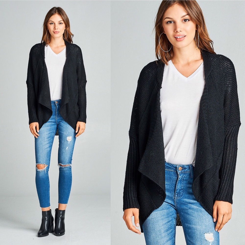 Draped Knit Cardigan Sweater